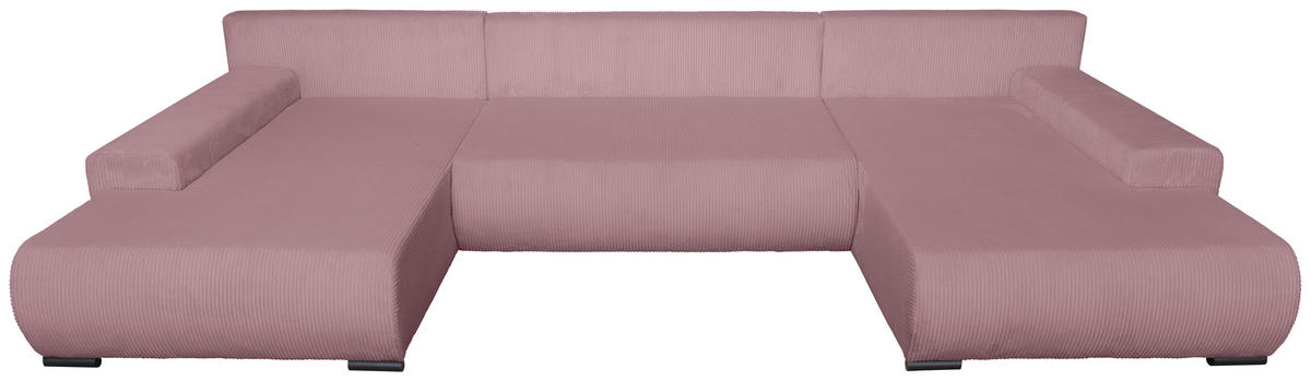WOHNLANDSCHAFT Altrosa Cord  - Schwarz/Altrosa, KONVENTIONELL, Textil/Metall (191/351/191cm) - Carryhome
