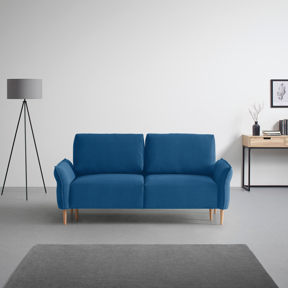 3-SITS SOFFA i manchester kunglig blå  - kunglig blå/naturfärgad, Modern, trä/textil (183/85/92cm) - MID.YOU