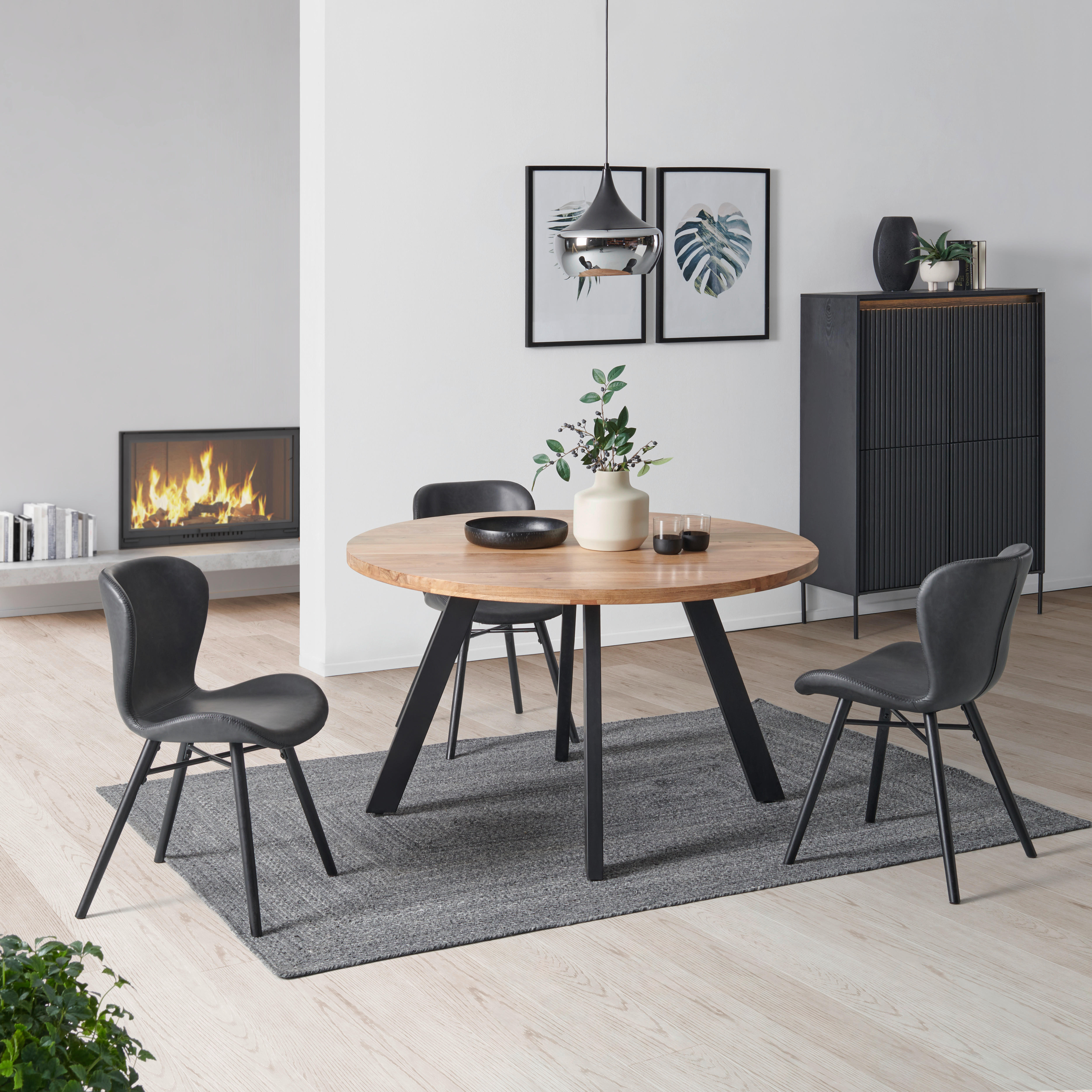 JÍDELNÍ STŮL, akácie, přírodní barvy, 130/130/76 cm - černá/přírodní barvy, Lifestyle, kov/dřevo (130/130/76cm) - Livetastic
