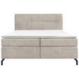 BOXSPRINGBETT 160/200 cm,  in Beige, Topper, H2 + H2 = mittel  - Beige/Schwarz, Design, Textil/Metall (160/200cm) - Esposa