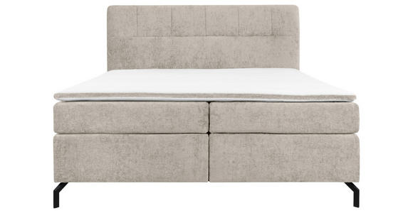 BOXSPRINGBETT 160/200 cm,  in Beige, Topper, H2 + H2 = mittel  - Beige/Schwarz, Design, Textil/Metall (160/200cm) - Esposa