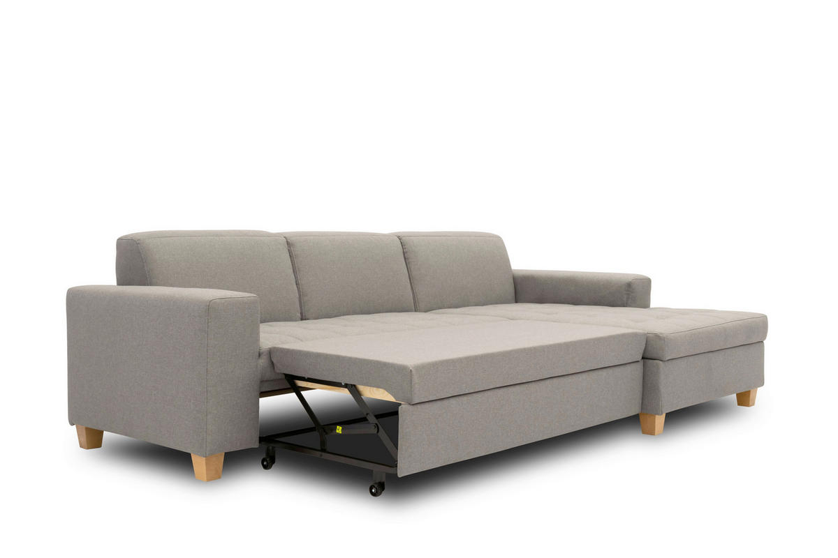 ECKSCHLAFSOFA  SUGAR Silberfarben Webstoff  - Buchefarben/Silberfarben, Basics, Holz/Textil (266/162cm) - MID.YOU