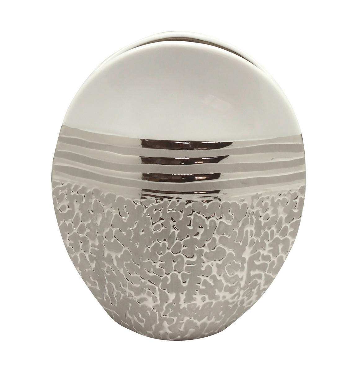 VASE  - Weiss/Silberfarben, Basics, Keramik (10/20,5/25cm)