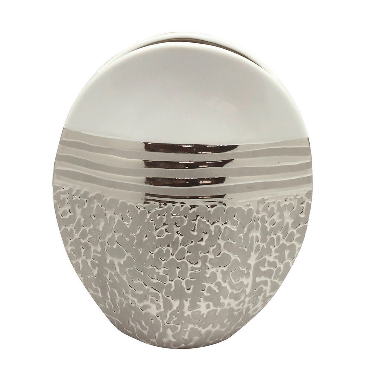 VASE  - Weiss/Silberfarben, Basics, Keramik (10/20,5/25cm)