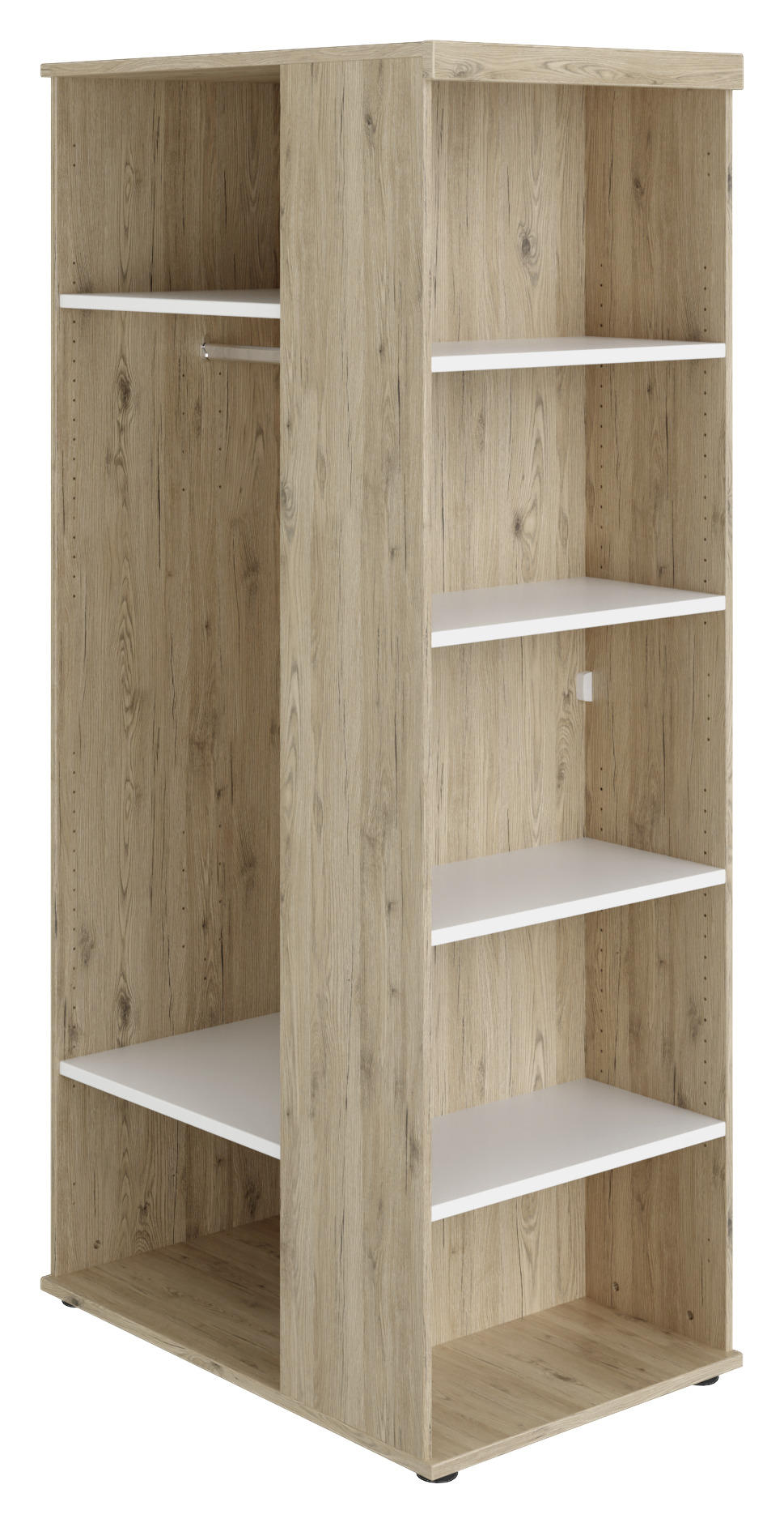 SCHRANK Weiß, Eichefarben - Eichefarben/Weiß, Design, Holzwerkstoff (96/201,3/62,5cm) - Paidi