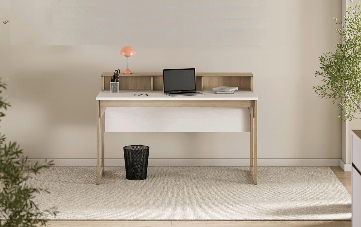 SCHREIBTISCH  Weiß  - Eichefarben/Weiß, Design, Holzwerkstoff (120/91/60cm) - MID.YOU