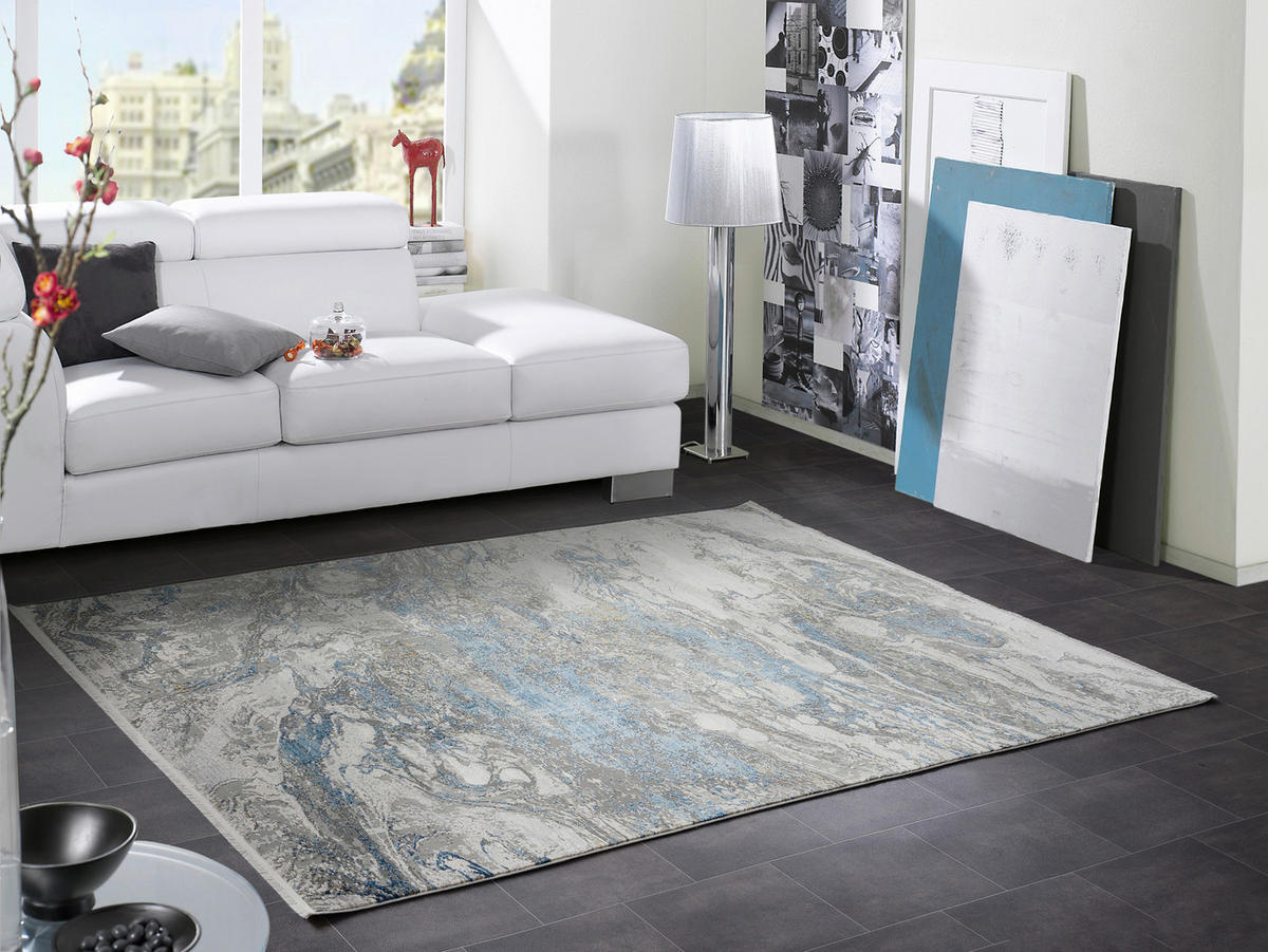 LÄUFER 80/250 cm Bestseller You Blau, Grau, Weiß  - Blau/Weiß, Design, Textil (80/250cm) - Dieter Knoll