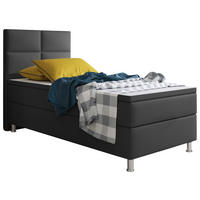 BOXSPRINGBETT  in Anthrazit  - Anthrazit/Silberfarben, KONVENTIONELL, Leder/Textil (90/115/210cm) - MID.YOU