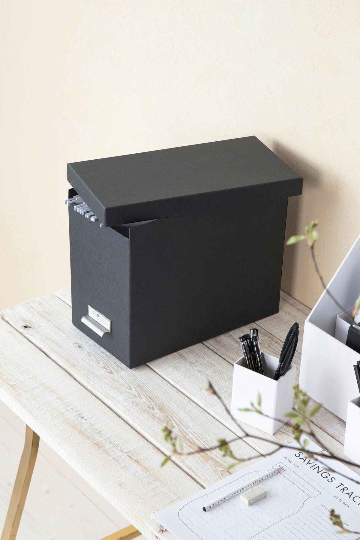 TISCHORGANIZER  - Dunkelgrau/Grau, Basics, Karton/Papier (18.5/27/35cm)