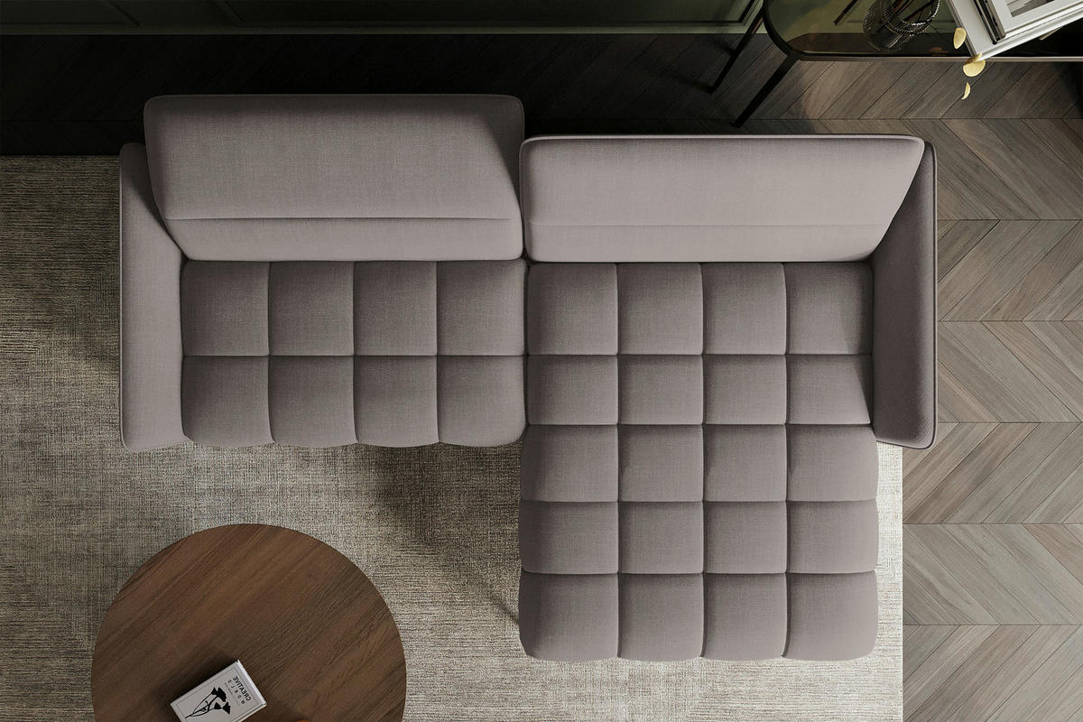 ECKSOFA Taupe Flachgewebe Rücken echt, Kopfteilverstellung, Sitztiefenverstellung  - Taupe/Schwarz, KONVENTIONELL, Textil/Metall (272/175cm) - Carryhome