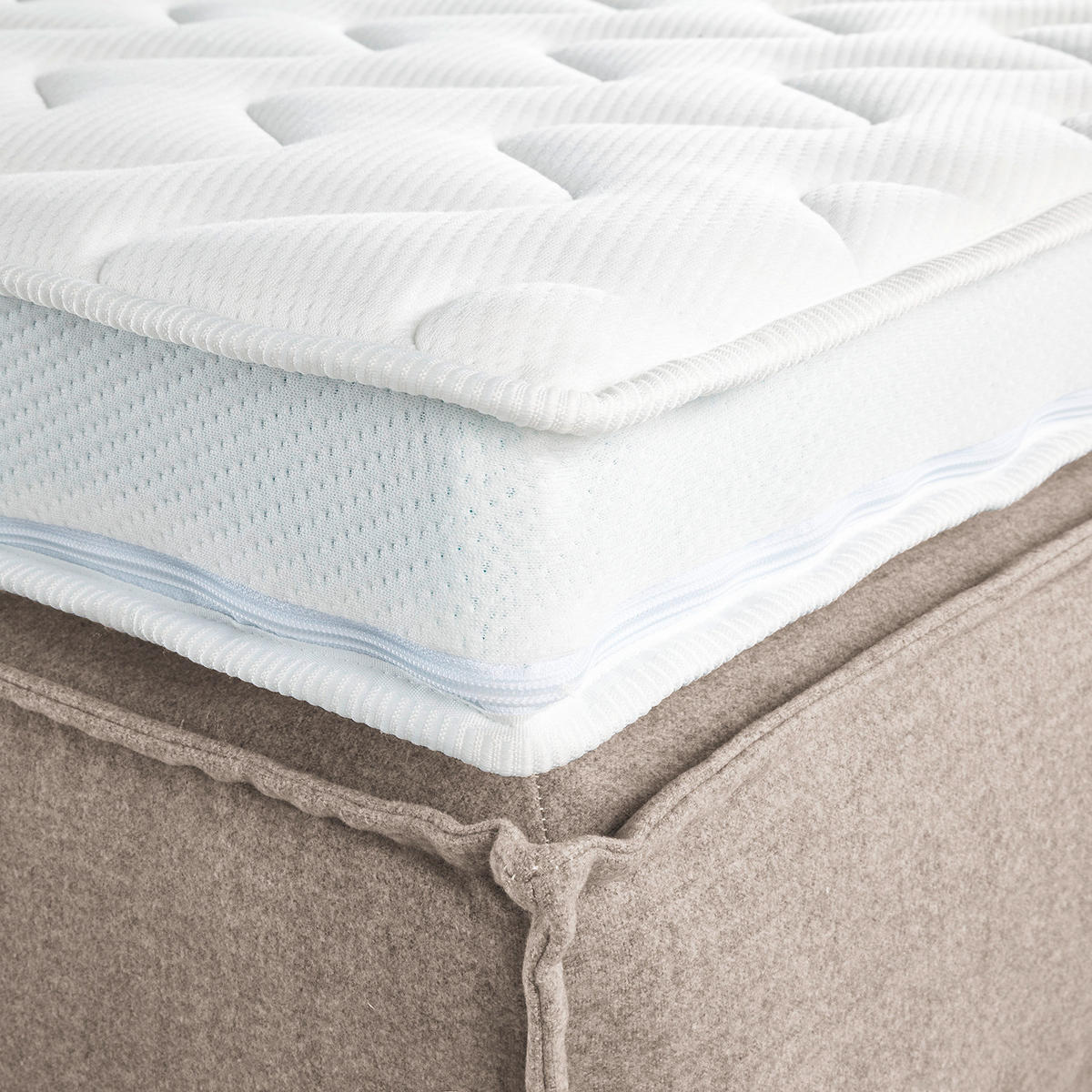 BOXSPRINGBETT 160/200 cm  in Beige  - Beige/Schwarz, Design, Textil (160/200cm) - home24