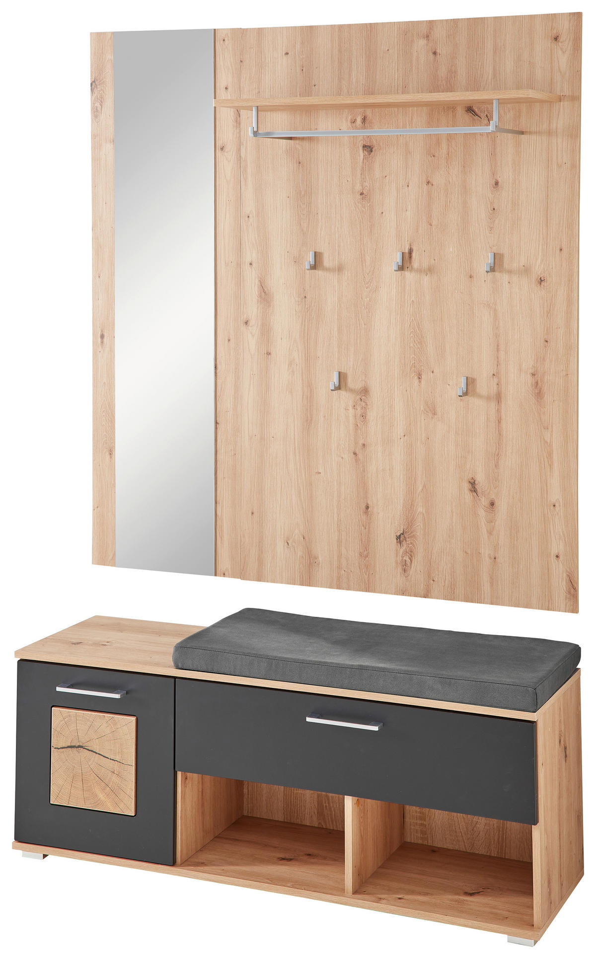 GARDEROBE 5-teilig  in 126/193/38 cm  - Schwarz/Eiche Artisan, Basics, Holzwerkstoff (126/193/38cm) - Xora