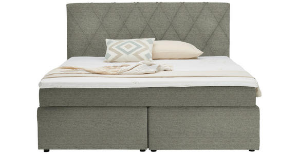 BOXSPRINGBETT 180/200 cm in Greige - Greige/Schwarz, Design, Kunststoff/Textil (180/200cm) - Xora