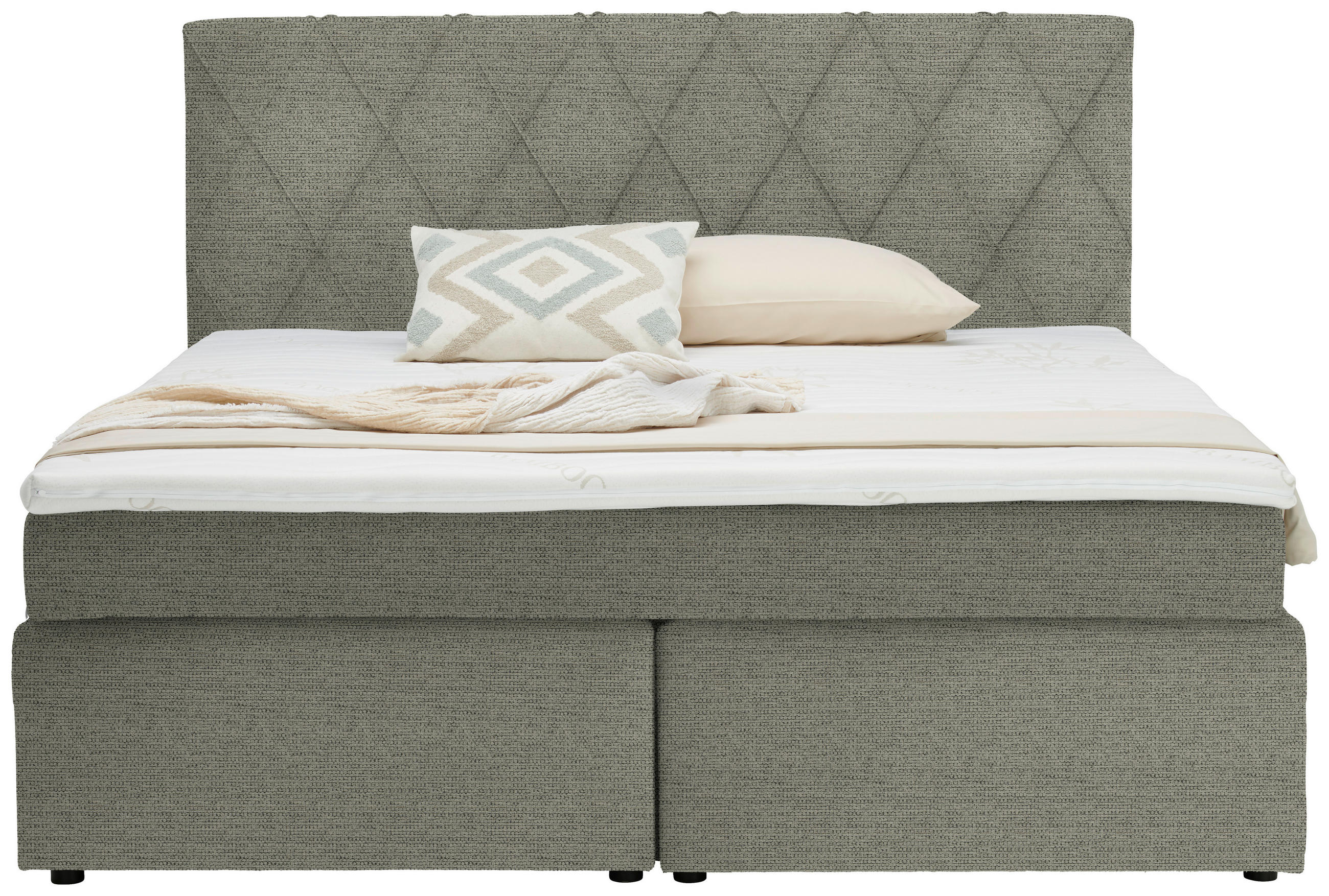 BOXSPRINGBETT 160/200 cm  in Greige  - Greige/Schwarz, Design, Holzwerkstoff/Kunststoff (160/200cm) - Xora