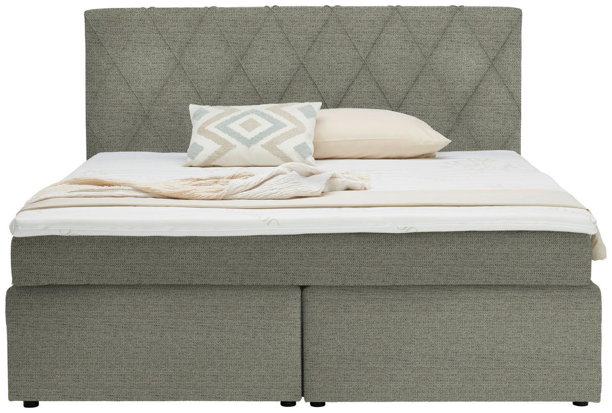 BOXSPRINGBETT 180/200 cm  in Greige  - Greige/Schwarz, Design, Kunststoff/Textil (180/200cm) - Xora