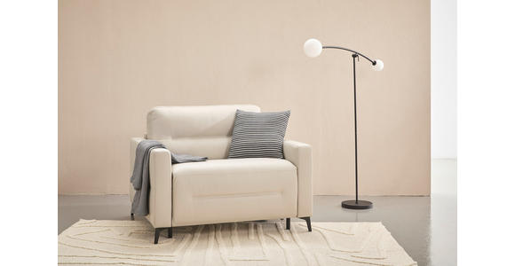 SCHLAFSESSEL Echtleder Hellgrau Liegefunktion Rücken echt  - Hellgrau/Schwarz, Design, Leder/Metall (115/89/97cm) - Novel