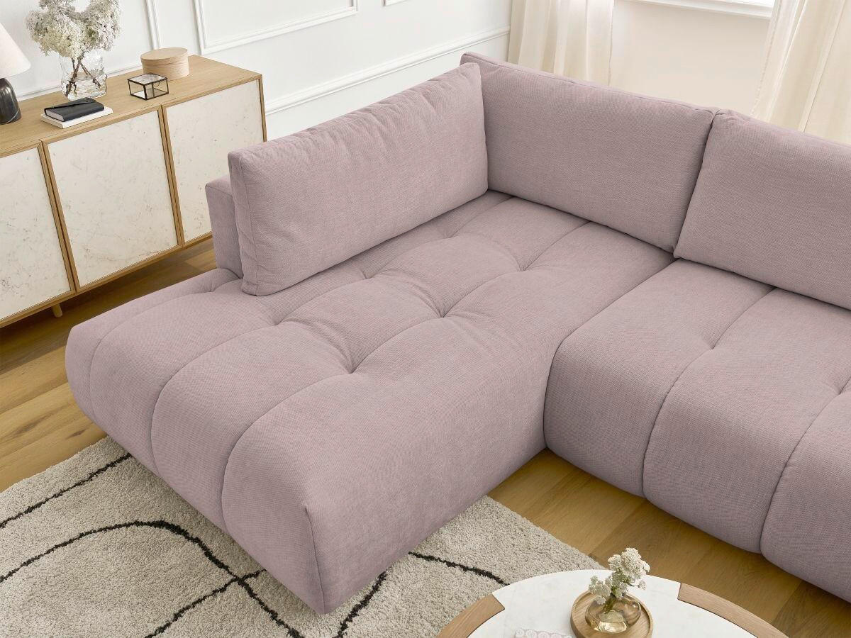 WOHNLANDSCHAFT  FUJI  Pink Leinenoptik  - Pink/Schwarz, MODERN, Kunststoff/Textil (204/377/160cm)