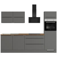 KÜCHENLEERBLOCK 280 cm   in Graphitfarben  - Eiche dunkel/Schwarz, Design, Holzwerkstoff/Metall (280cm) - Impuls