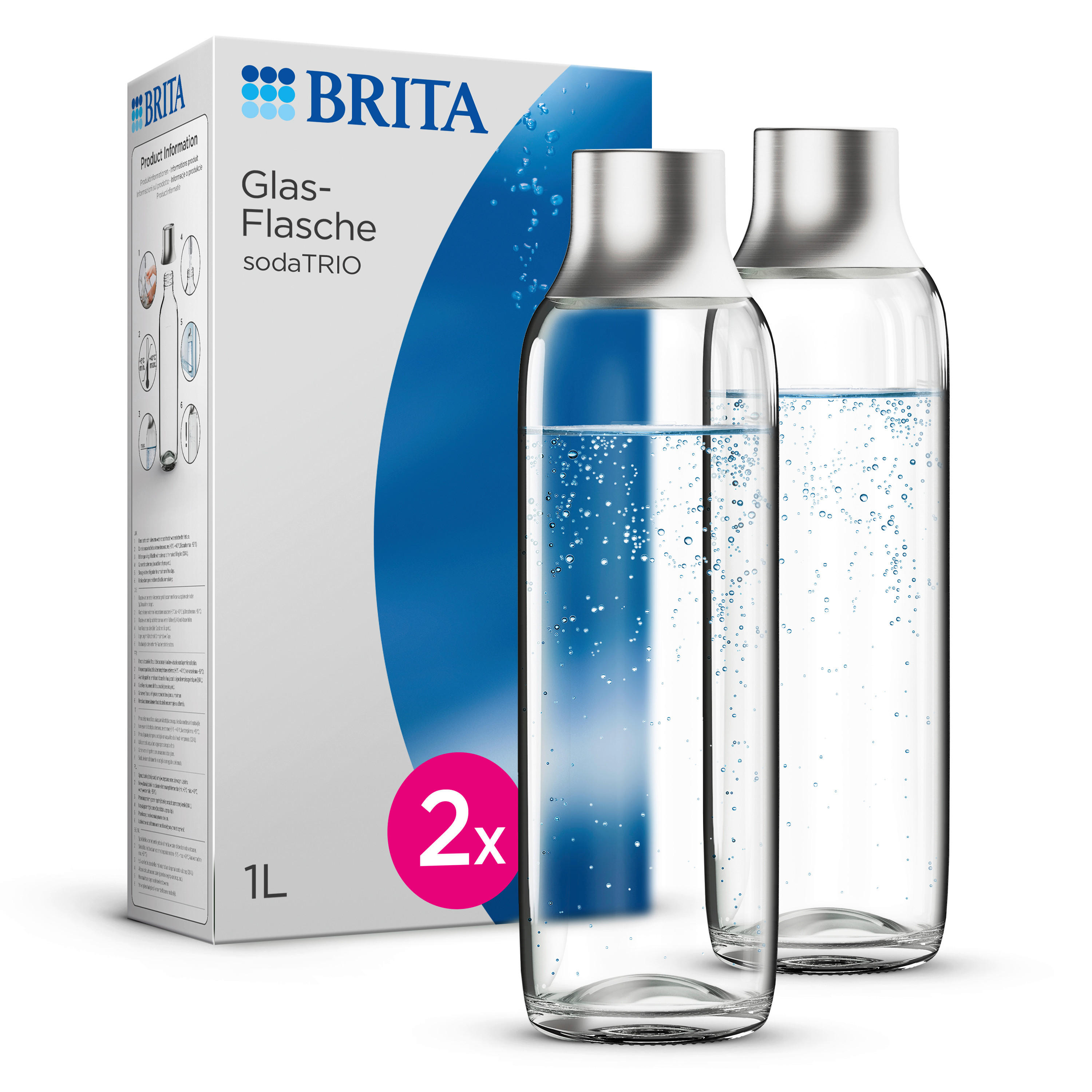 WASSERSPRUDLER-FLASCHE SodaTrio  - Klar, Basics, Glas (18,9/30/9,4cm) - Brita