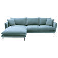 ECKSOFA  in Webstoff Blaugrau  196/304 cm  - Blaugrau/Schwarz, KONVENTIONELL, Textil/Metall (196/304cm) - Hom`in