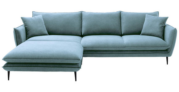ECKSOFA  in Webstoff Blaugrau  196/304 cm  - Blaugrau/Schwarz, KONVENTIONELL, Textil/Metall (196/304cm) - Hom`in