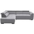 ECKSOFA in Feincord Hellgrau  205/284 cm  - Hellgrau/Schwarz, Design, Kunststoff/Textil (205/284cm) - Xora