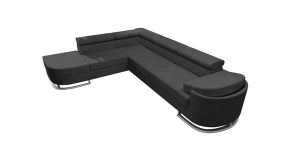 ECKSOFA in Lederlook Schwarz  - Chromfarben/Schwarz, KONVENTIONELL, Textil/Metall (224/278cm) - Carryhome