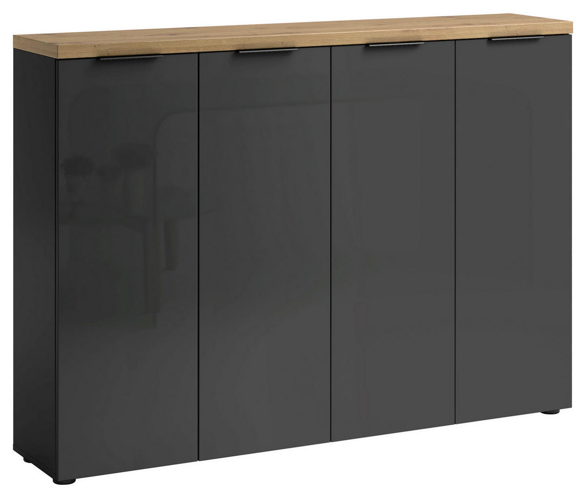 SCHUHSCHRANK 160/115/34 cm  - Eichefarben/Anthrazit, Design, Holzwerkstoff/Kunststoff (160/115/34cm) - Xora