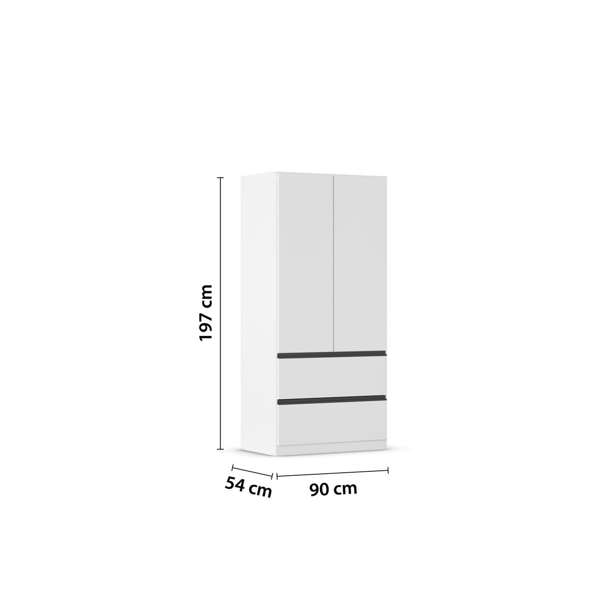 DREHTÜRENSCHRANK in Weiss  - Weiss/Grau, Modern, Holzwerkstoff (91/197/54cm) - Rauch Möbel