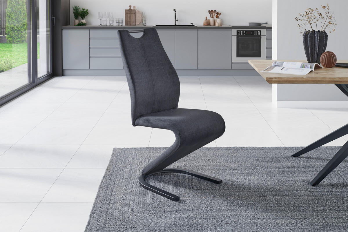 SCHWINGSTUHL  in Eisen Webstoff  - Schwarz, LIFESTYLE, Textil/Metall (44/105/65cm) - MID.YOU