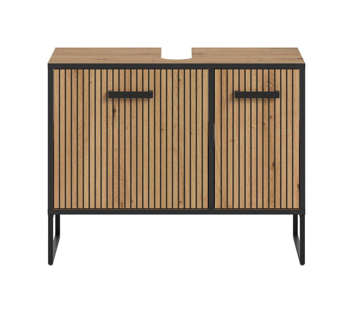 TVÄTTSTÄLLSUNDERSKÅP 80/63/36 cm  - ek Artisan/svart, Trend, metall/trämaterial (80/63/36cm) - MID.YOU