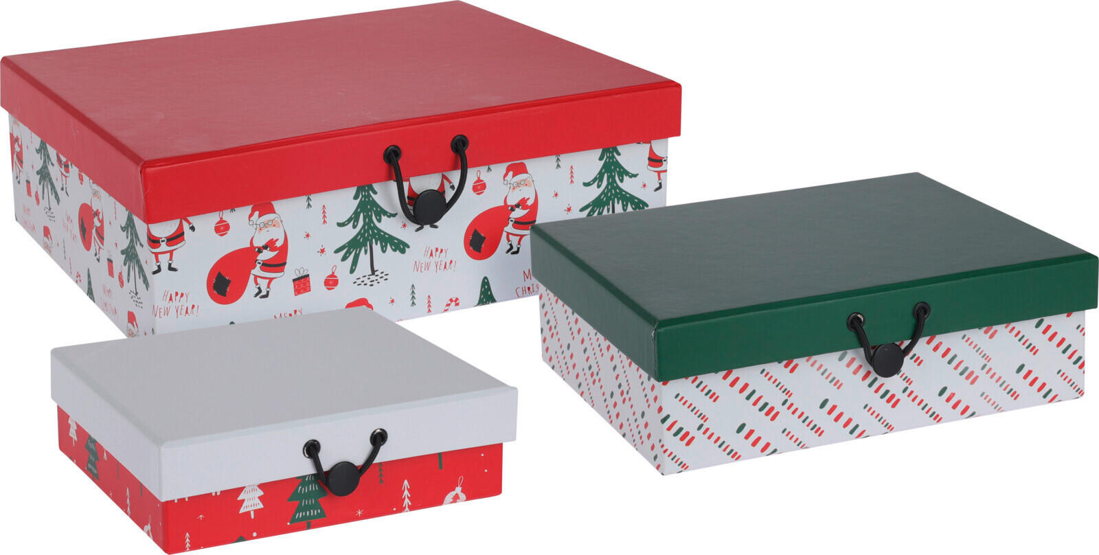 GESCHENKBOX  3 Stück  Grün, Rot, Weiß  - Rot/Weiß, LIFESTYLE, Karton (24/20/8cm)
