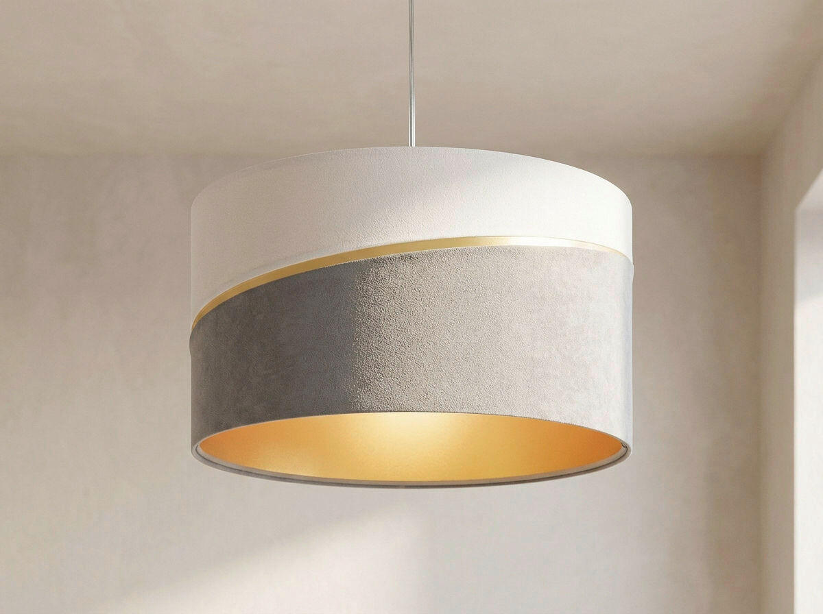 HÄNGELEUCHTE Swing 50/95 cm   - Goldfarben/Hellgrau, Design, Kunststoff/Textil (50/95cm)