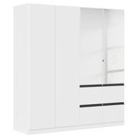 KLEIDERSCHRANK Weiß, Dunkelgrau 4 Tür(en)  - Dunkelgrau/Silberfarben, Trend, Holzwerkstoff/Kunststoff (181/197/54cm) - Xora