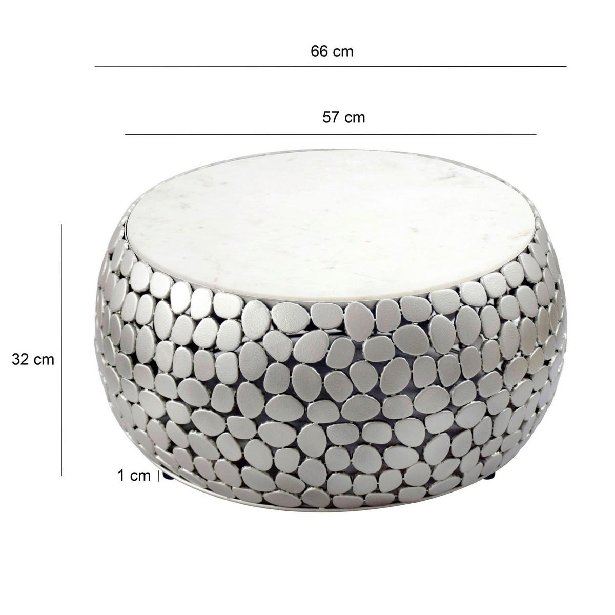 COUCHTISCH rund Silberfarben  - Silberfarben, Design, Metall (66/32/66cm) - Livetastic