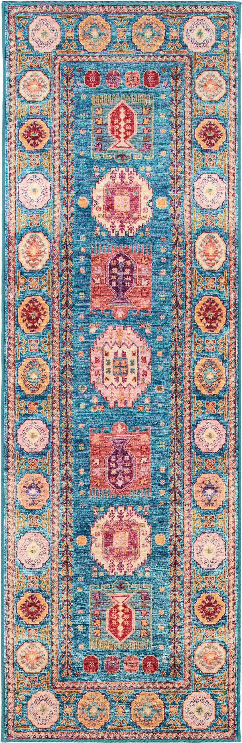 LÄUFER Cortea Zylar 80/250 cm  in Hellblau, Dunkelrosa, Elfenbein  - Elfenbein/Dunkelrosa, LIFESTYLE, Kunststoff/Textil (80/250cm) - Lindorug