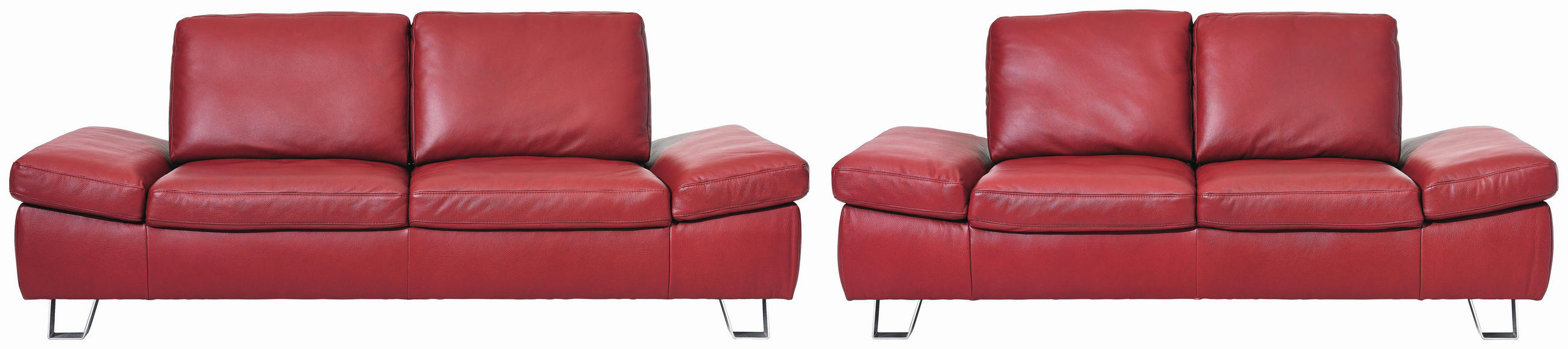 SITZGARNITUR Rot Echtleder  - Edelstahlfarben/Rot, Design, Leder/Metall (220/200/85/109cm) - Moderano