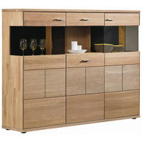 HIGHBOARD Portland  in 183/136/40 cm  - Silberfarben/Schwarz, Design, Glas/Holz (183/136/40cm) - Musterring