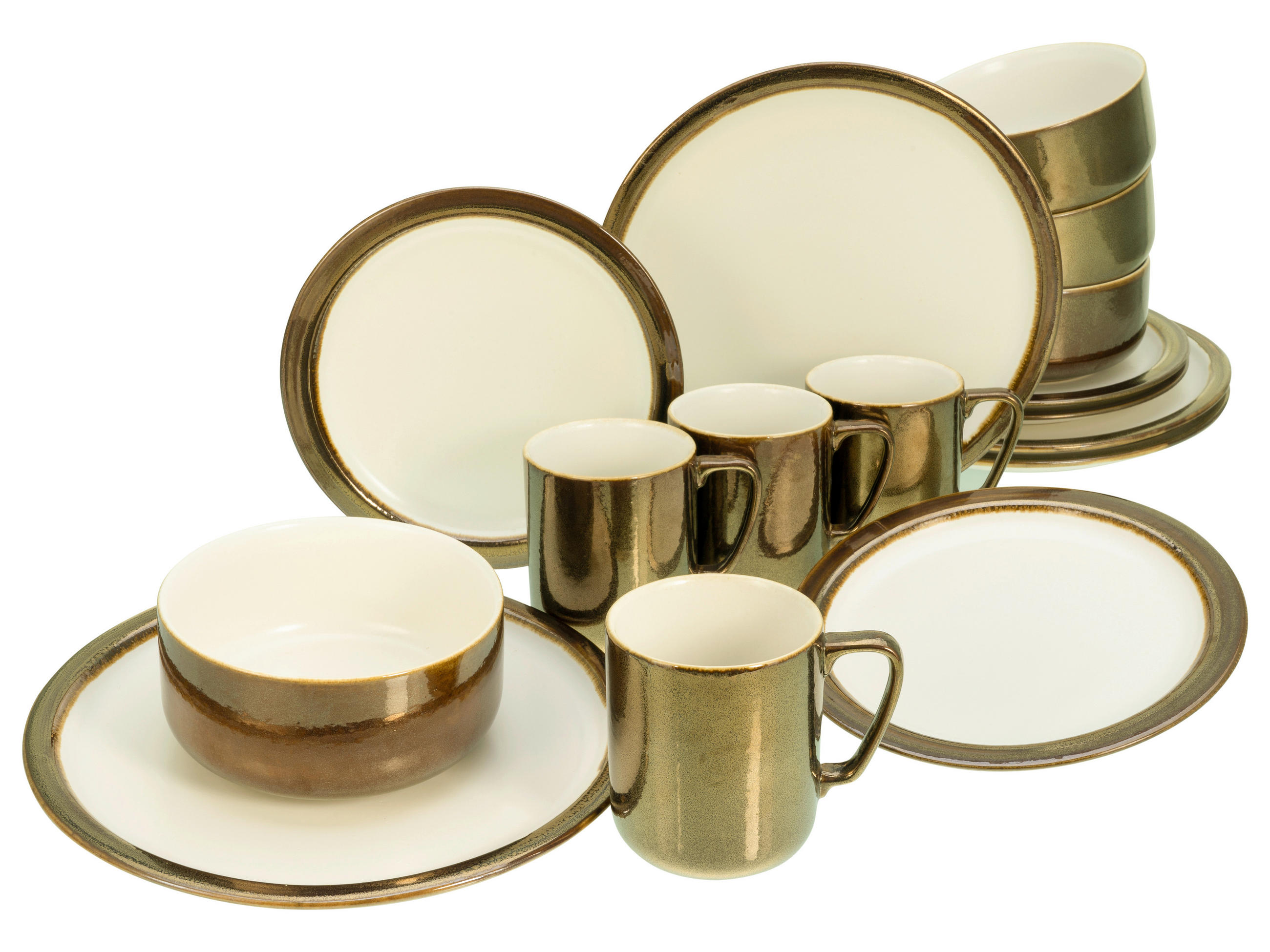 KOMBISERVICE Weiß, Goldfarben 16-teilig 4 Personen  - Goldfarben/Weiß, Keramik (38,5/38/34cm) - Creatable