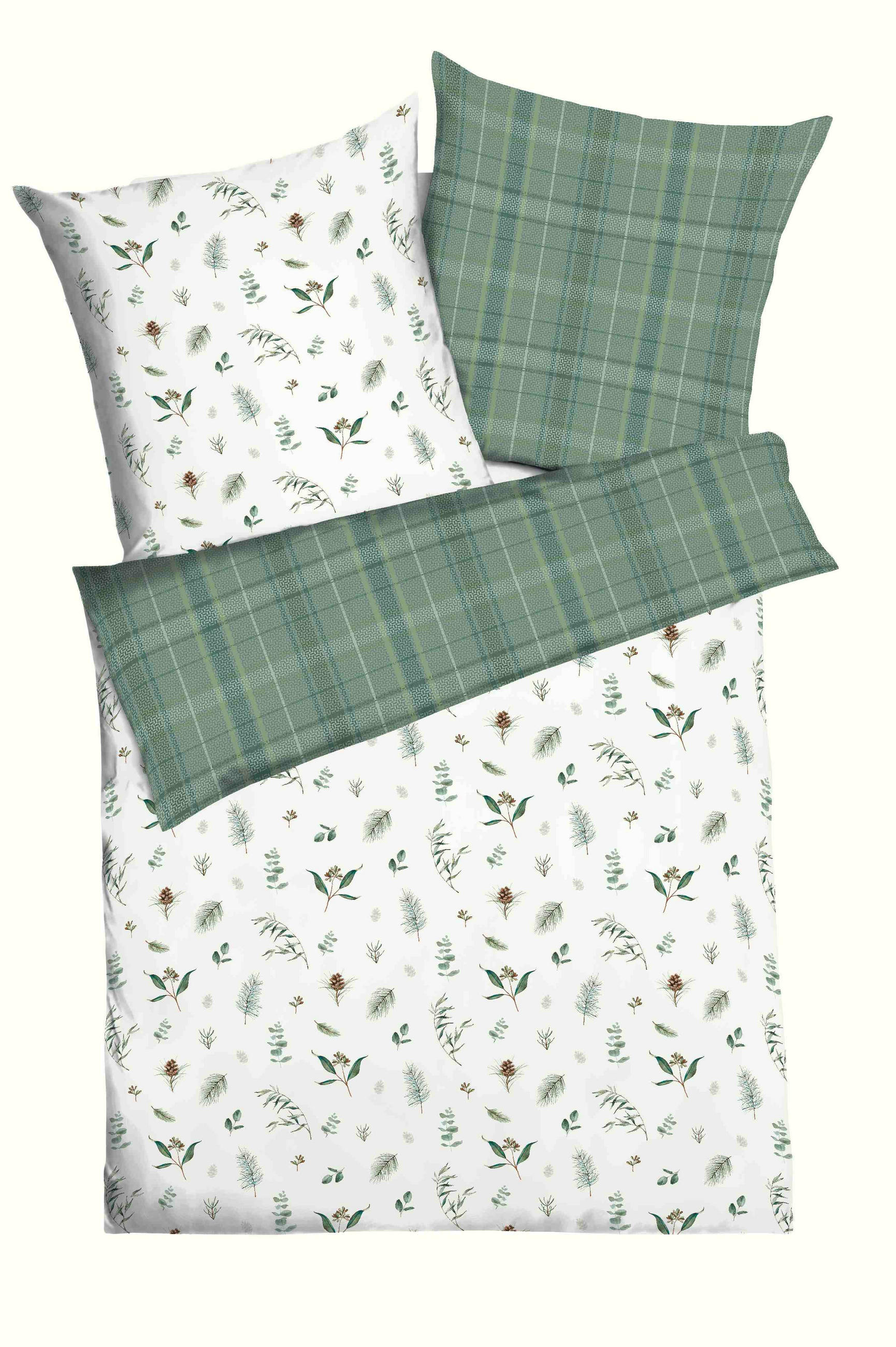 POSTELJNINA WINTER GREENS 140/200 cm saten zelena  - zelena, Design, tekstil (140/200cm) - Kaeppel