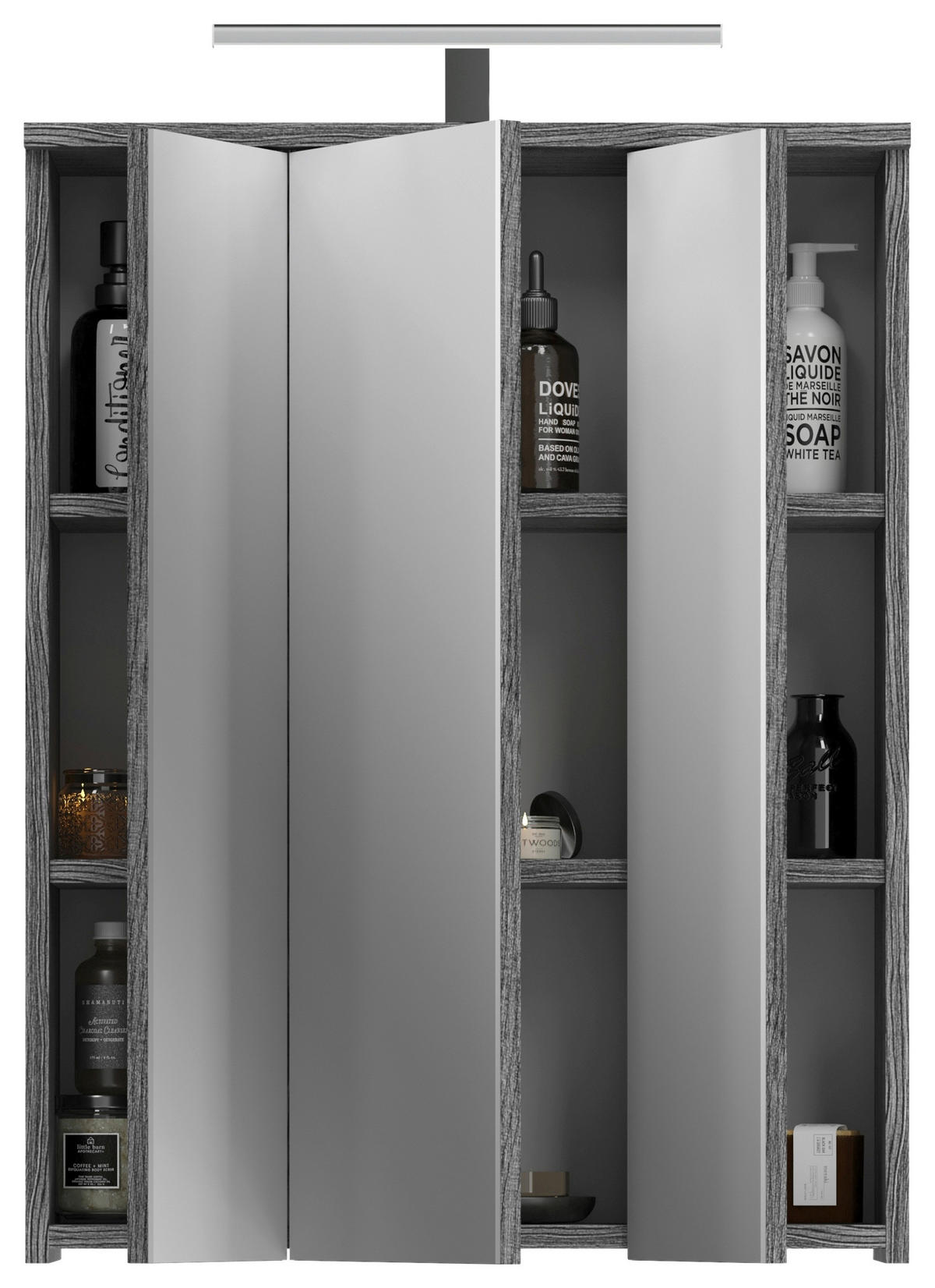 OMARA Z OGLEDALOM 60/77/21 cm  - srebrne barve, Moderno, steklo/leseni material (60/77/21cm) - MID.YOU