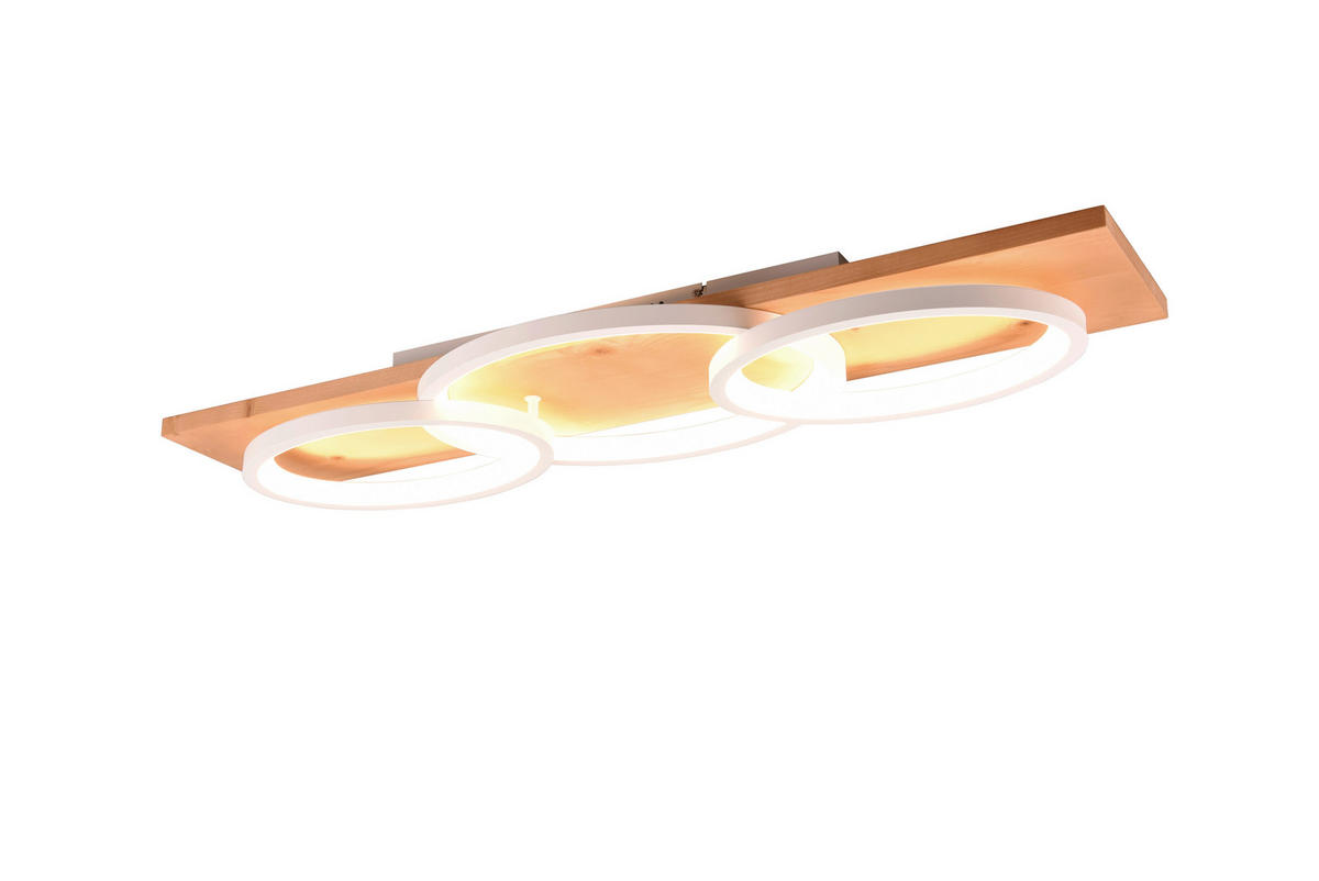 STROPNÉ LED SVIETIDLO, 97/33/10 cm - hnedá/biela, Basics, kov/drevo (97/33/10cm) - Trio Leuchten
