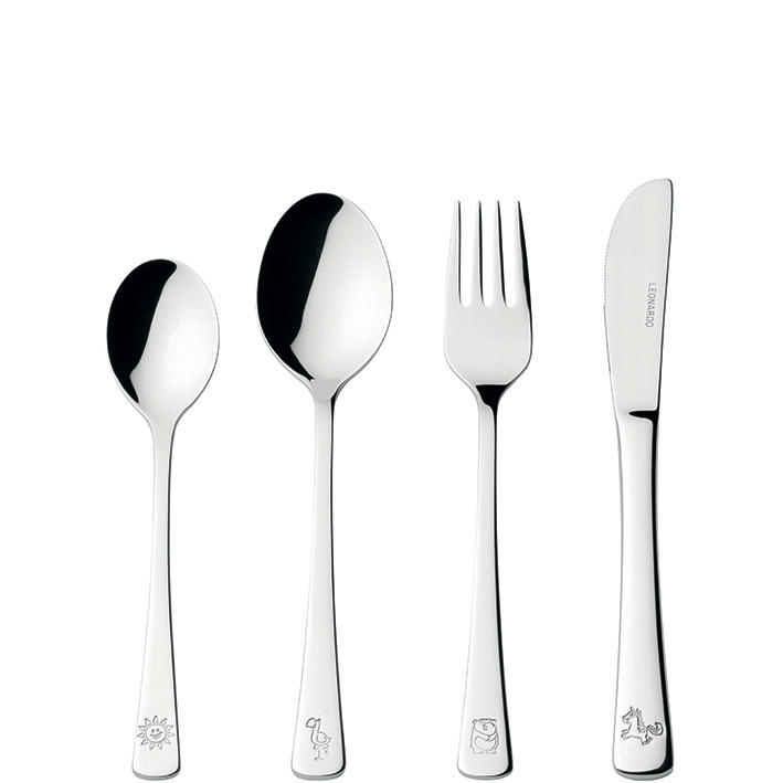 KINDERBESTECK - Edelstahlfarben, KONVENTIONELL, Metall (15,60/19,80/3,00cm) - Leonardo