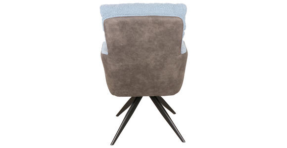 ARMLEHNSTUHL in Eisen Webstoff, Teddystoff - Blau/Schwarz, Design, Textil/Metall (60/91/67cm) - Novel
