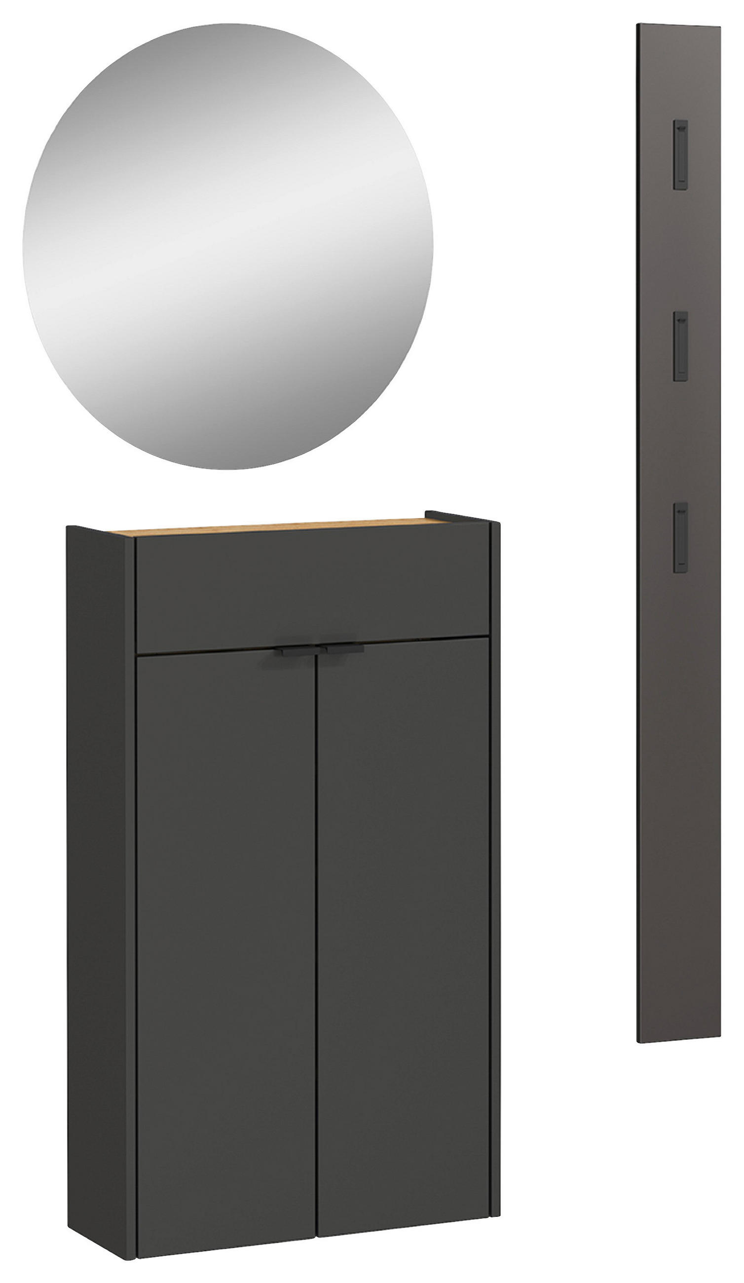 GARDEROBE 3-teilig in 86/200/22 cm - Eichefarben/Graphitfarben, Design, Glas/Holzwerkstoff (86/200/22cm)