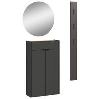 GARDEROBE 3-teilig  in 86/200/22 cm  - Eichefarben/Graphitfarben, Design, Glas/Holzwerkstoff (86/200/22cm)