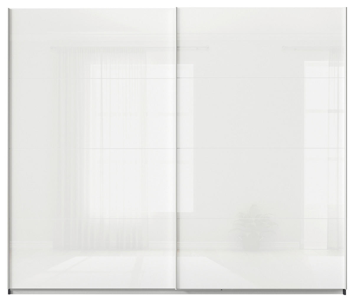 SCHWEBETÜRENSCHRANK in Grau, Weiss Hochglanz  - Weiss Hochglanz/Alufarben, Basics, Holzwerkstoff/Metall (271/210/62cm) - Xora