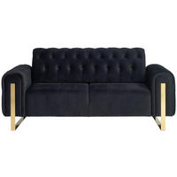 2-SITZER-SOFA Velours Schwarz  - Goldfarben/Schwarz, KONVENTIONELL, Textil/Metall (194/90/97cm) - Carryhome