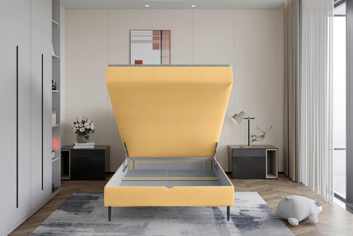 BOXBETT 120/200 cm  in Gelb  - Gelb/Schwarz, Design, Holz/Holzwerkstoff (120/200cm) - Stylife