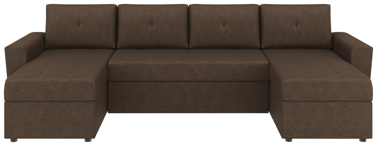 WOHNLANDSCHAFT TERMOLI Braun Jacquard  - Schwarz/Braun, Design, Kunststoff/Textil (155/296/155cm) - MID.YOU